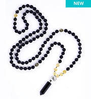 New black onyx and citrine beaded necklace